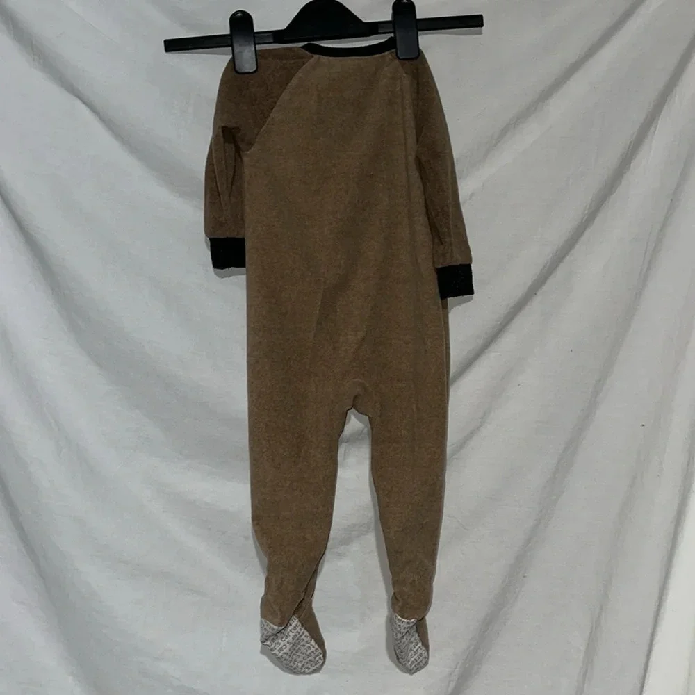 brown fleece raccoon face Carter's footie outfit size 12 months